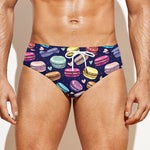 Cartoon Macaron Pattern Print Men's Swim Briefs