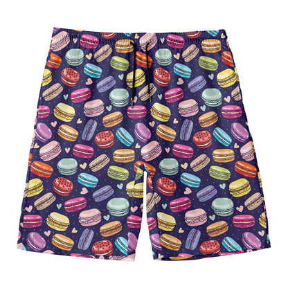 Cartoon Macaron Pattern Print Men's Swim Trunks