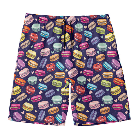 Cartoon Macaron Pattern Print Men's Swim Trunks