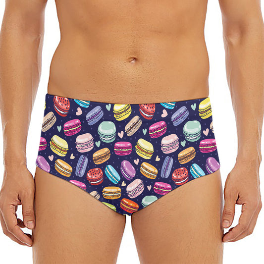 Cartoon Macaron Pattern Print Men's Triangle Swim Briefs