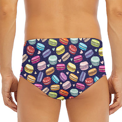 Cartoon Macaron Pattern Print Men's Triangle Swim Briefs