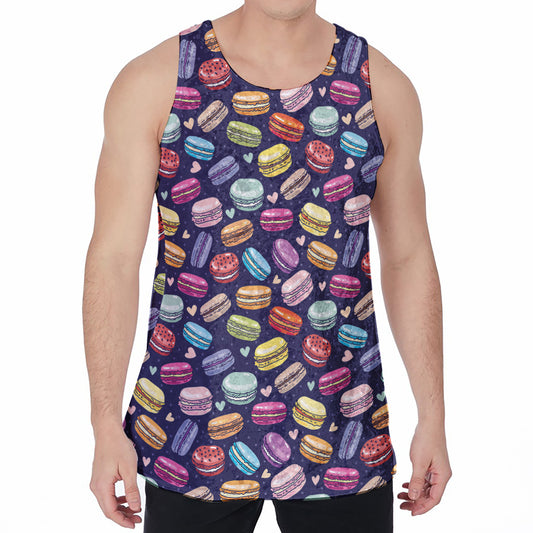 Cartoon Macaron Pattern Print Men's Velvet Tank Top