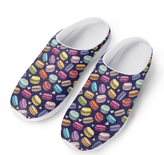 Cartoon Macaron Pattern Print Mesh Casual Shoes