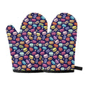 Cartoon Macaron Pattern Print Oven Mitts