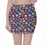 Cartoon Macaron Pattern Print Pencil Mini Skirt