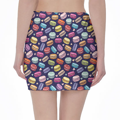 Cartoon Macaron Pattern Print Pencil Mini Skirt