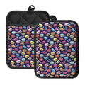 Cartoon Macaron Pattern Print Pot Holders With Pocket