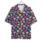 Cartoon Macaron Pattern Print Rayon Hawaiian Shirt