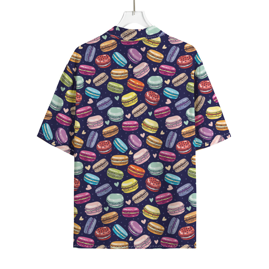 Cartoon Macaron Pattern Print Rayon Hawaiian Shirt