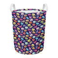 Cartoon Macaron Pattern Print Round Laundry Basket