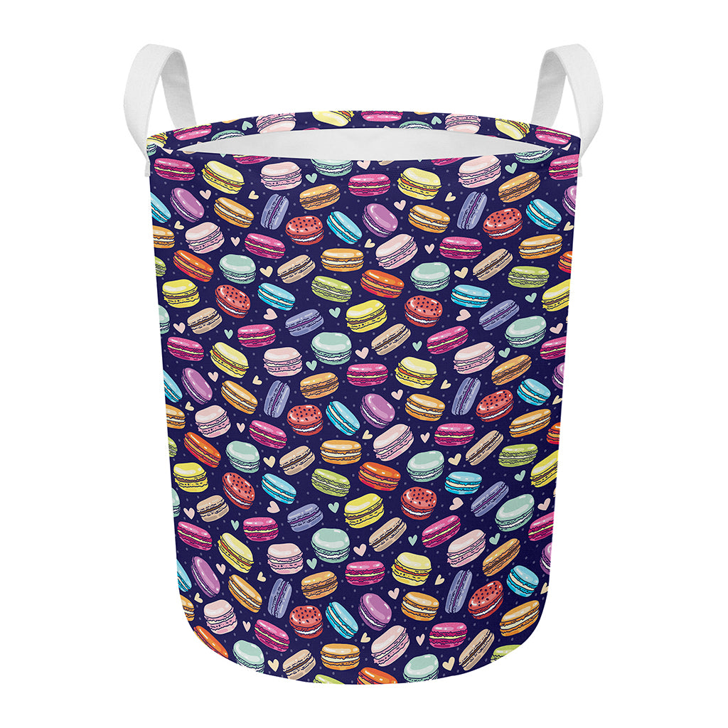 Cartoon Macaron Pattern Print Round Laundry Basket
