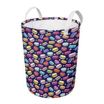 Cartoon Macaron Pattern Print Round Laundry Basket