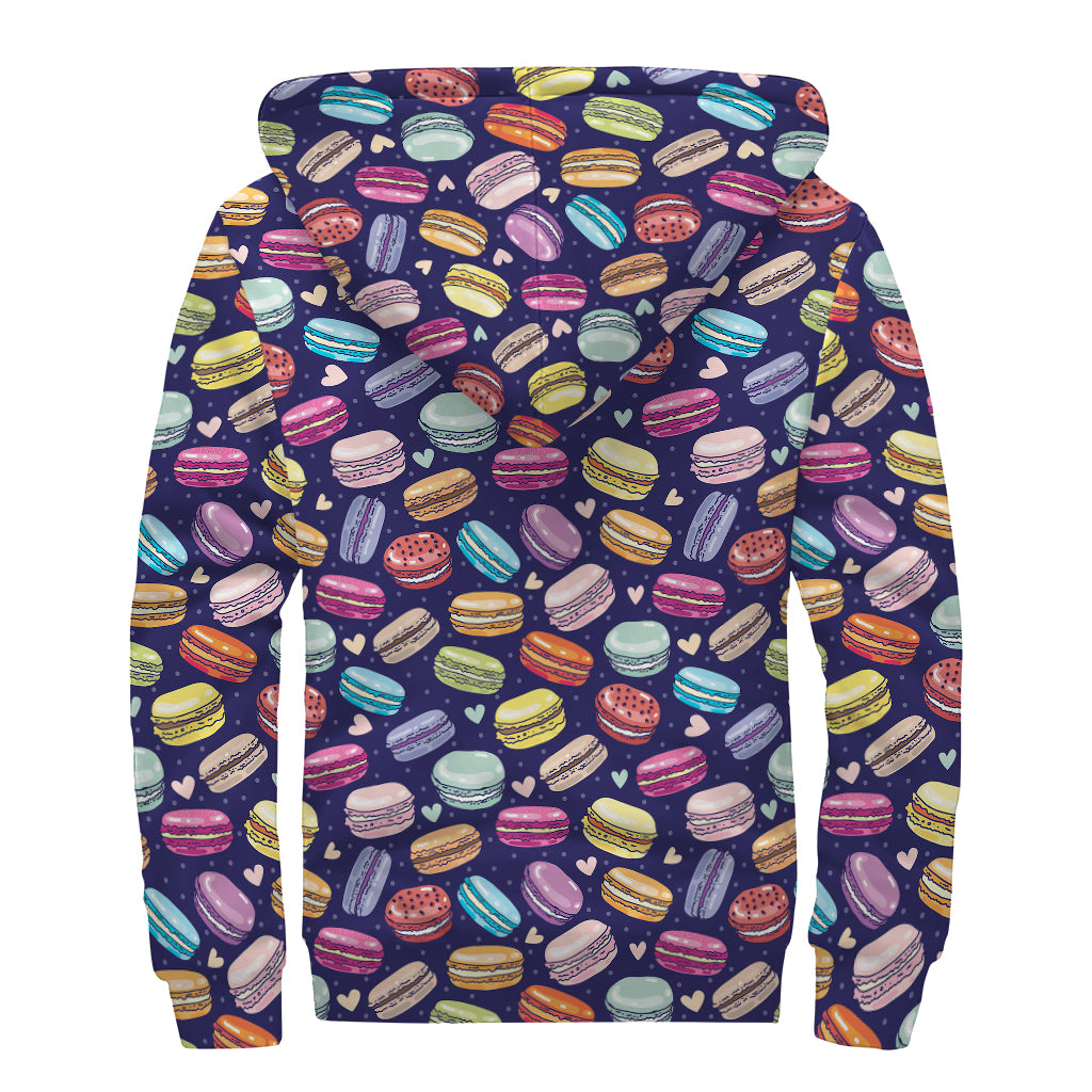 Cartoon Macaron Pattern Print Sherpa Lined Zip Up Hoodie