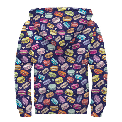 Cartoon Macaron Pattern Print Sherpa Lined Zip Up Hoodie