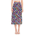 Cartoon Macaron Pattern Print Side Slit Midi Skirt