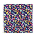 Cartoon Macaron Pattern Print Silk Bandana