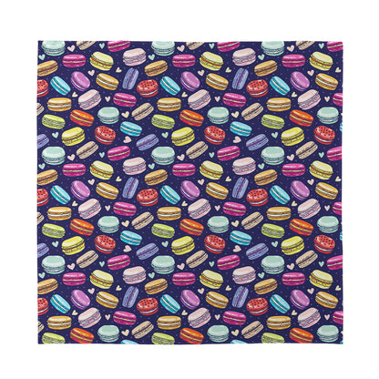 Cartoon Macaron Pattern Print Silk Bandana