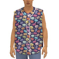 Cartoon Macaron Pattern Print Sleeveless Baseball Jersey
