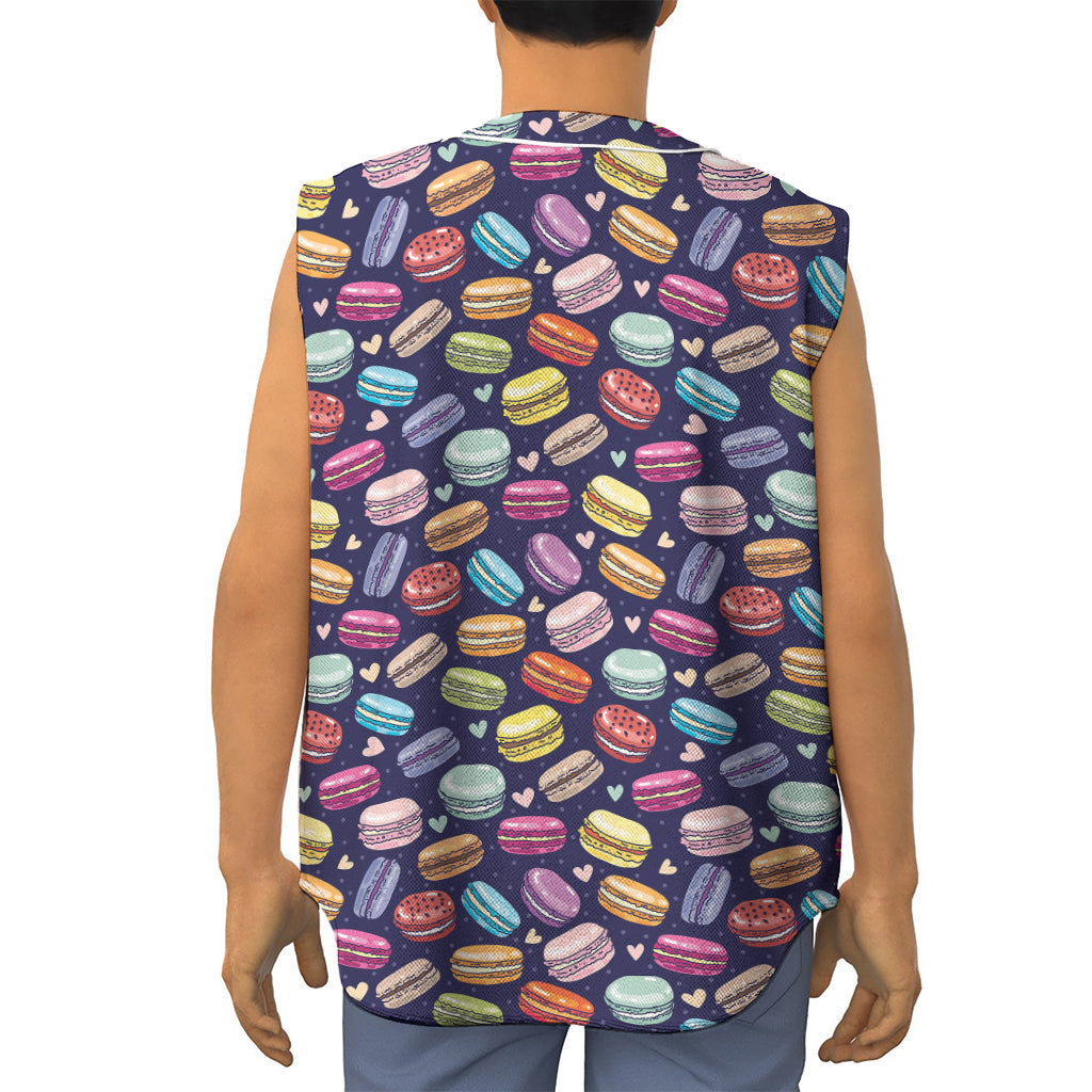 Cartoon Macaron Pattern Print Sleeveless Baseball Jersey