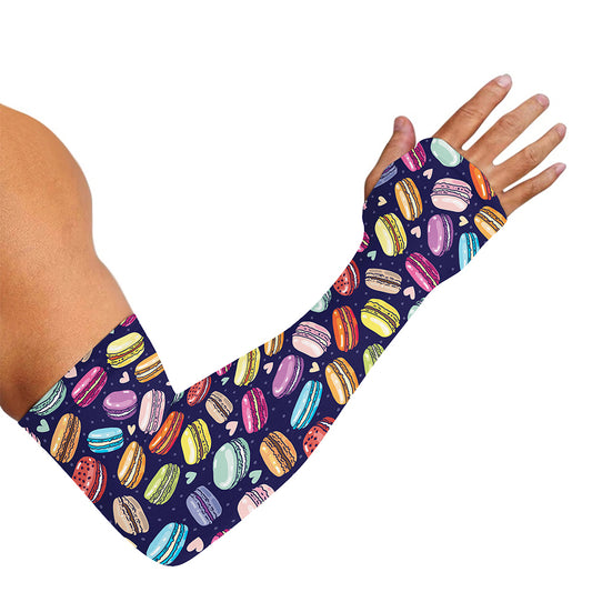 Cartoon Macaron Pattern Print Sun Protection Arm Sleeves