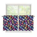 Cartoon Macaron Pattern Print Tier Curtains