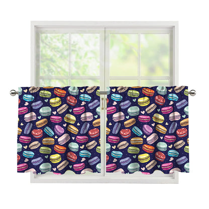 Cartoon Macaron Pattern Print Tier Curtains