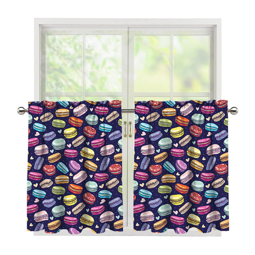 Cartoon Macaron Pattern Print Tier Curtains