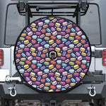 Cartoon Macaron Pattern Print Tire Cover With Camera Hole