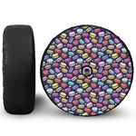 Cartoon Macaron Pattern Print Tire Cover With Camera Hole