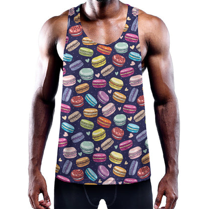 Cartoon Macaron Pattern Print Training Tank Top