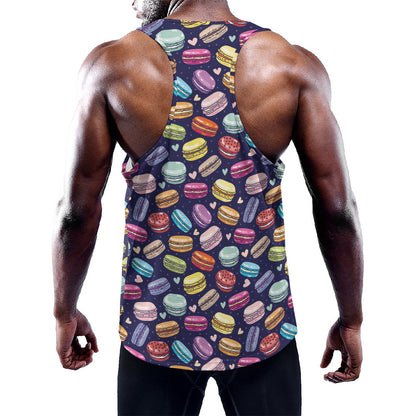 Cartoon Macaron Pattern Print Training Tank Top