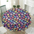 Cartoon Macaron Pattern Print Waterproof Round Tablecloth