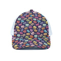 Cartoon Macaron Pattern Print White Mesh Trucker Hat