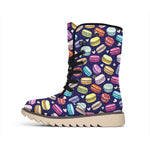 Cartoon Macaron Pattern Print Winter Boots