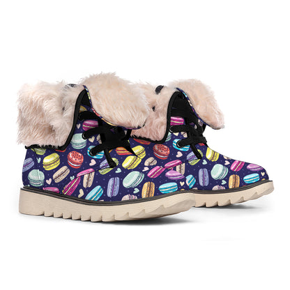 Cartoon Macaron Pattern Print Winter Boots