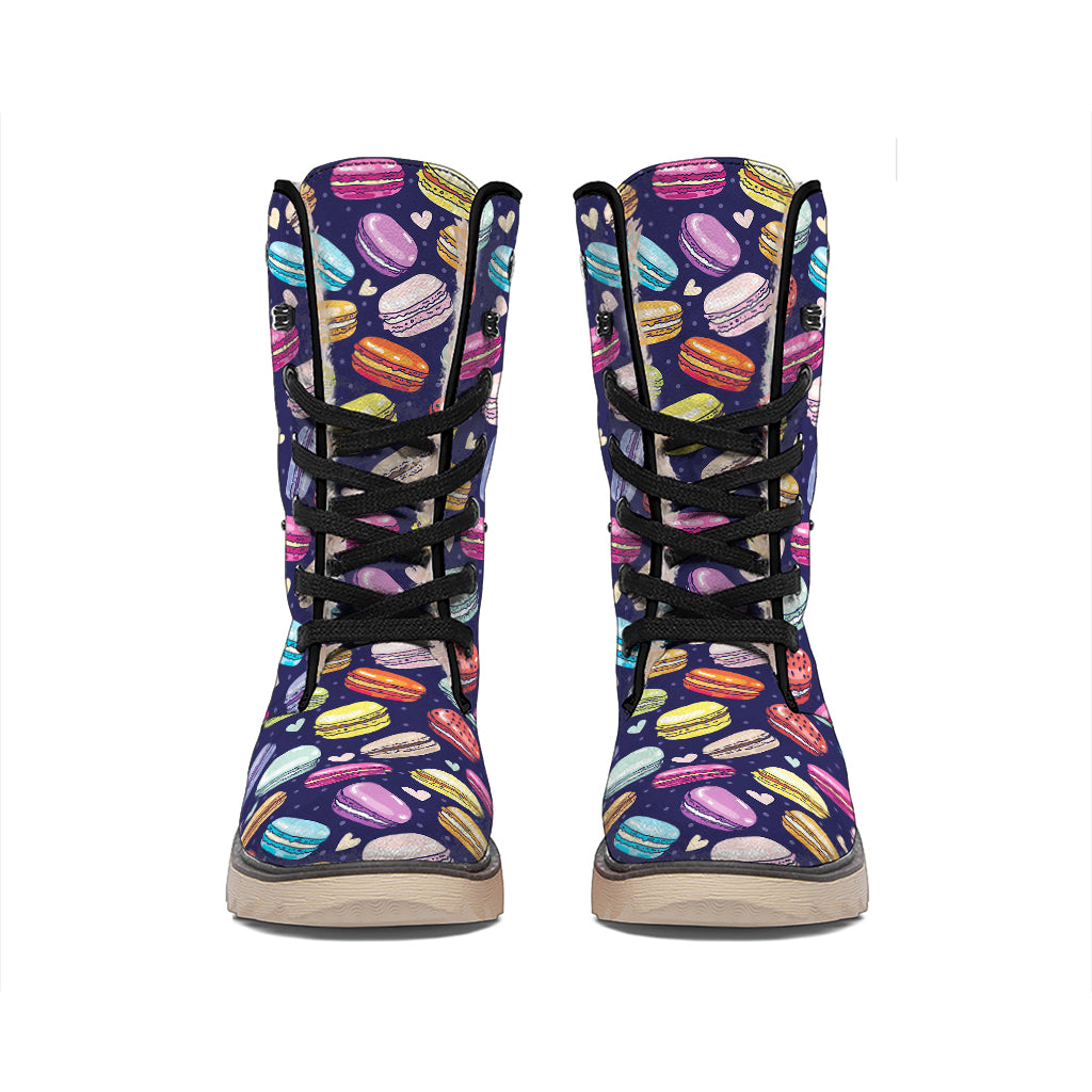 Cartoon Macaron Pattern Print Winter Boots