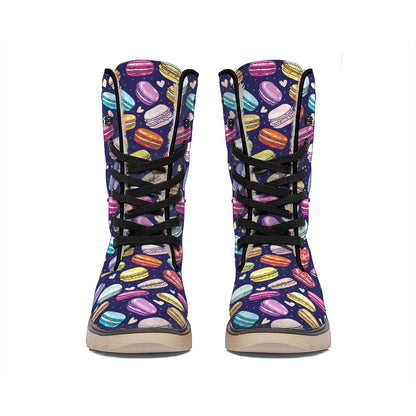Cartoon Macaron Pattern Print Winter Boots