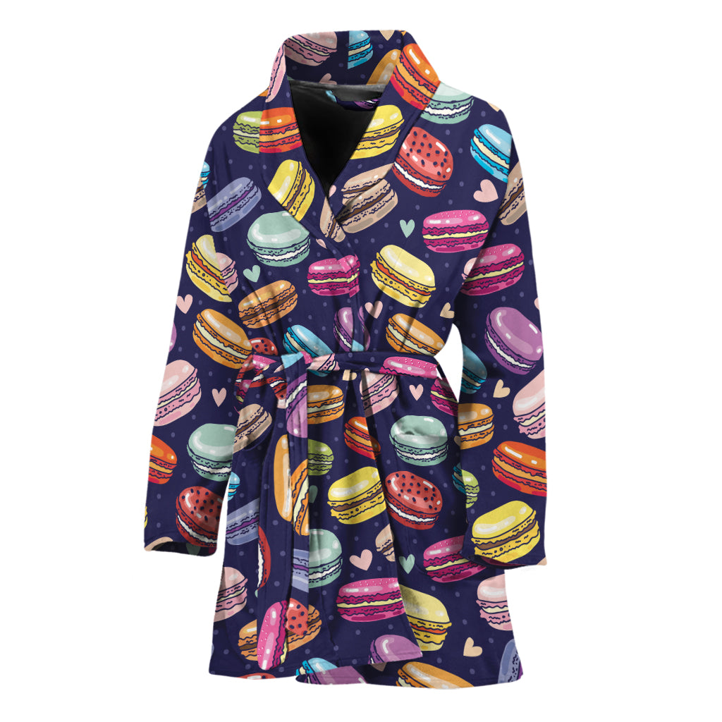 Cartoon Macaron Pattern Print Women's Bathrobe