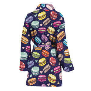 Cartoon Macaron Pattern Print Women's Bathrobe