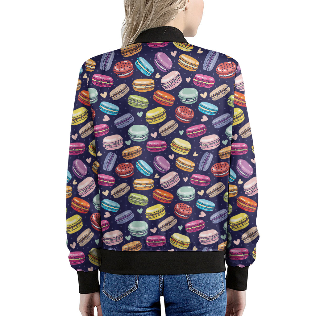 Cartoon Macaron Pattern Print Women's Bomber Jacket