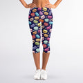 Cartoon Macaron Pattern Print Women's Capri Leggings