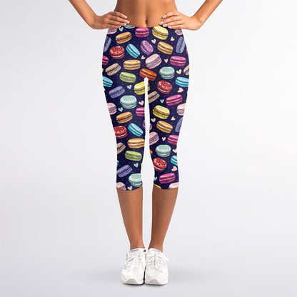 Cartoon Macaron Pattern Print Women's Capri Leggings