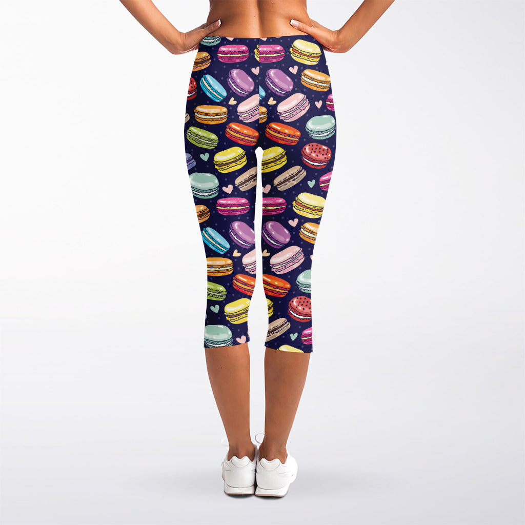 Cartoon Macaron Pattern Print Women's Capri Leggings