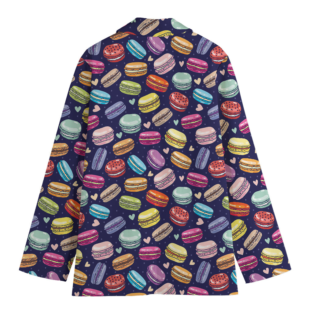 Cartoon Macaron Pattern Print Women's Cotton Blazer