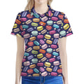 Cartoon Macaron Pattern Print Women's Polo Shirt