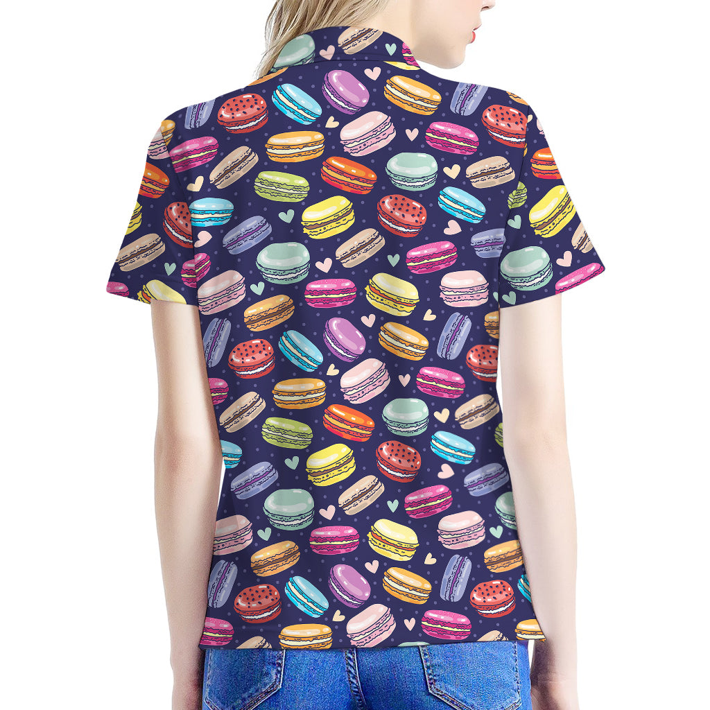 Cartoon Macaron Pattern Print Women's Polo Shirt