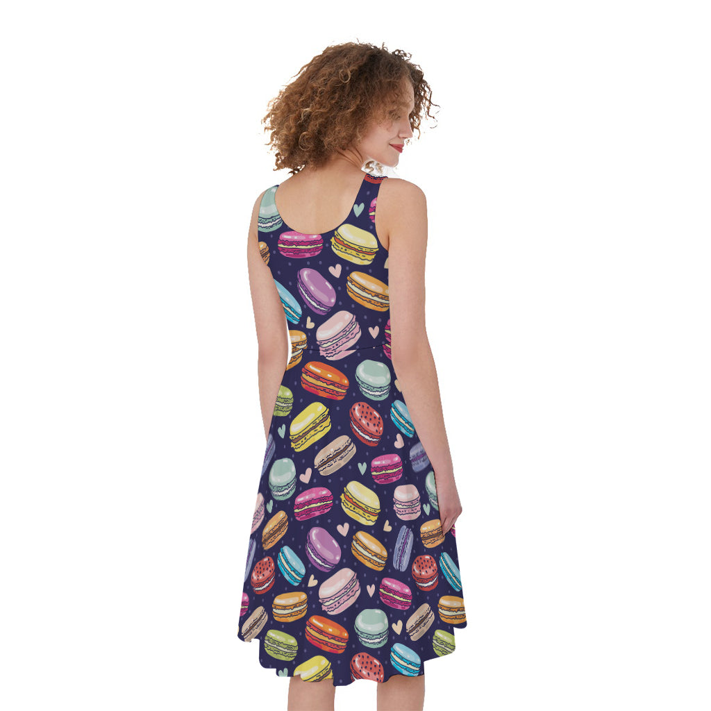 Cartoon Macaron Pattern Print Women's Sleeveless Dress
