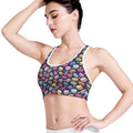 Cartoon Macaron Pattern Print Women's Sports Bra
