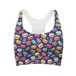 Cartoon Macaron Pattern Print Women's Sports Bra