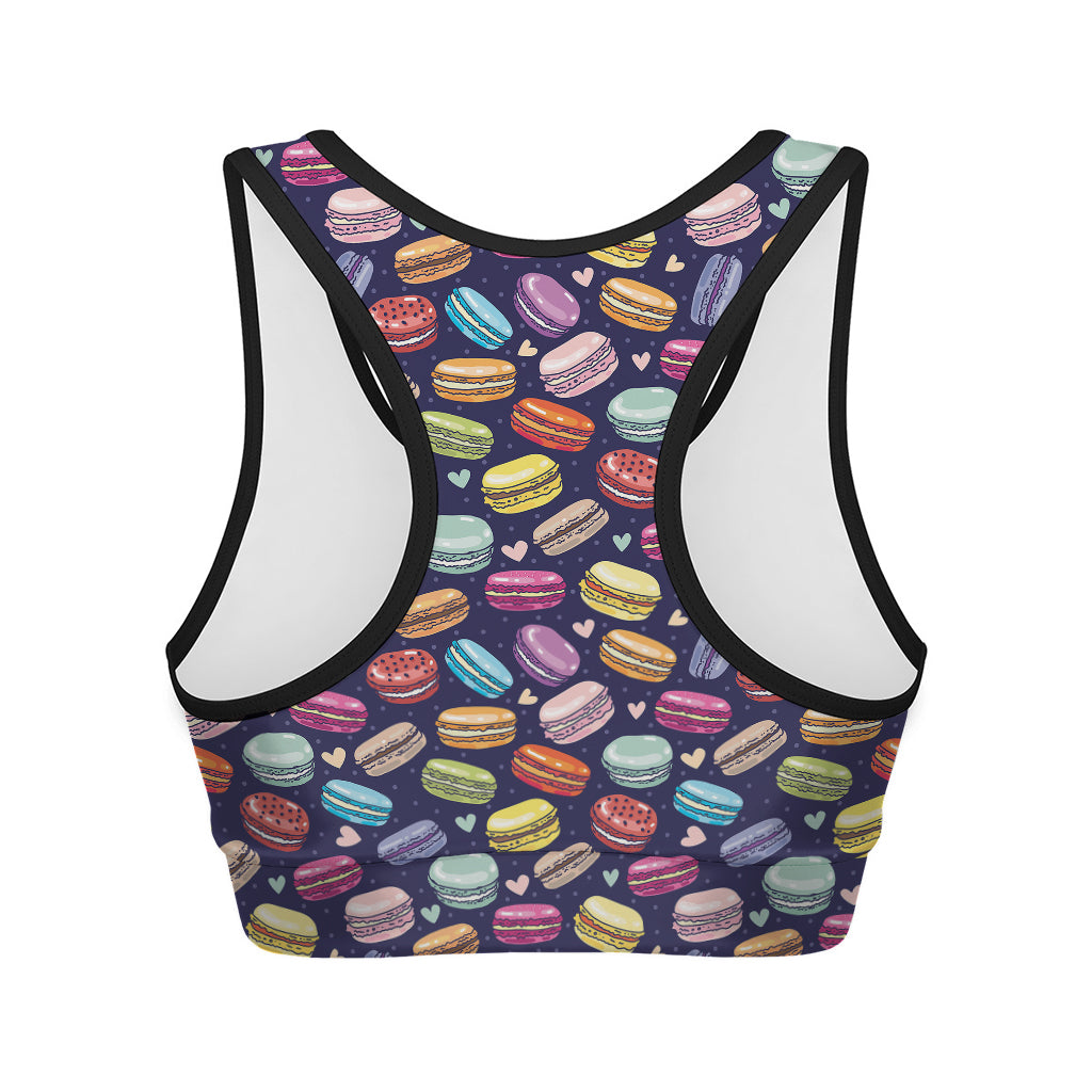 Cartoon Macaron Pattern Print Women's Sports Bra